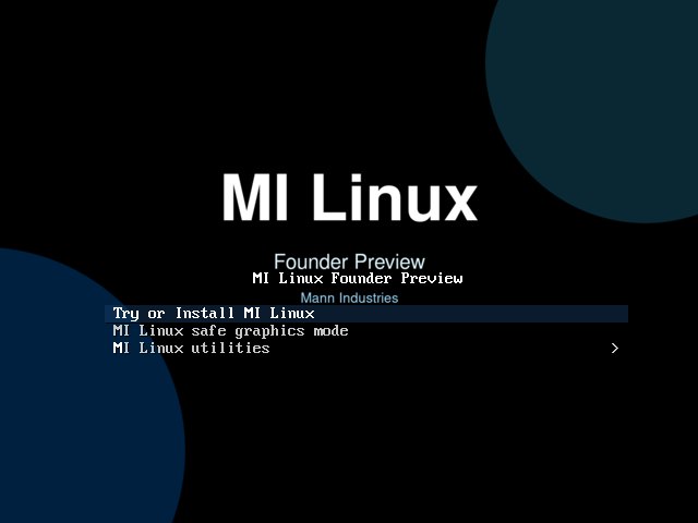 MI Linux boot menu with Try or Install option